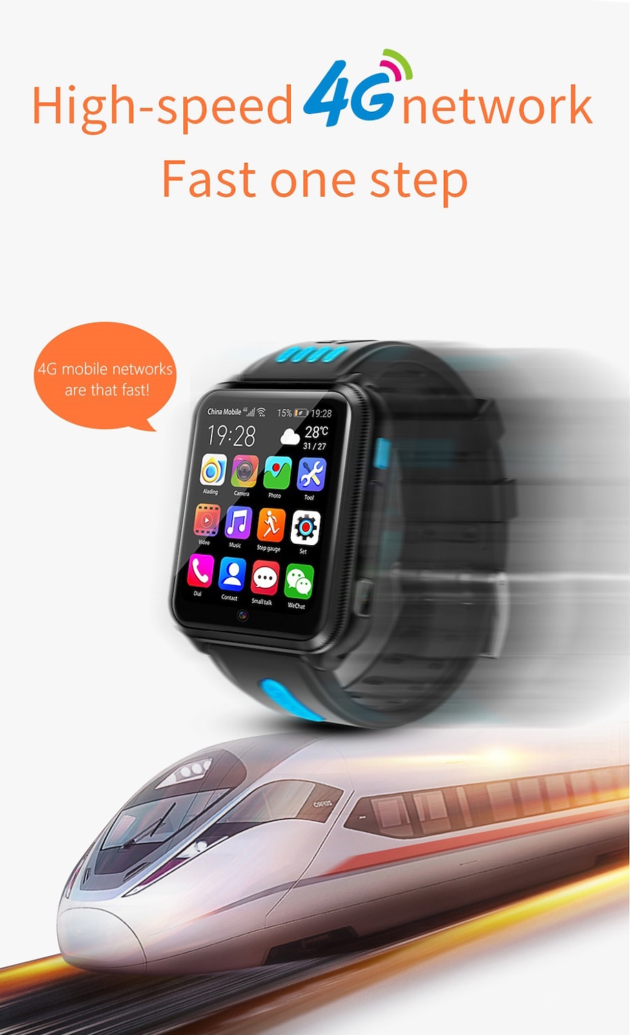 W5 Smart Watch 1.54 inch Smartwatch Fitness Running Watch 4G Call