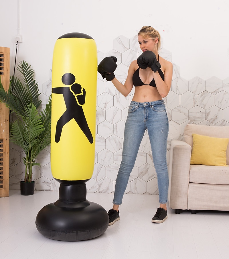 Nadmuchiwany worek bokserski na Taekwondo Sztuki walki Kickboxing Muay Thai Szczelny / a Przeciwwybuchowych Wolnostojące Elastyczny Trening siłowy Redukcja stresu Crossfit Żółty Czarny Czerwony 2025 - $31.99 -P18