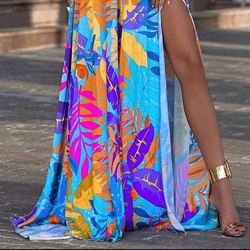 női alkalmi ruha lenge ruha hosszú ruha maxi ruha kék sárga rózsa piros ujjatlan hasított tavaszi nyár v nyak forró s m l xl xxl xxxl 2025 - $41.99 –P3