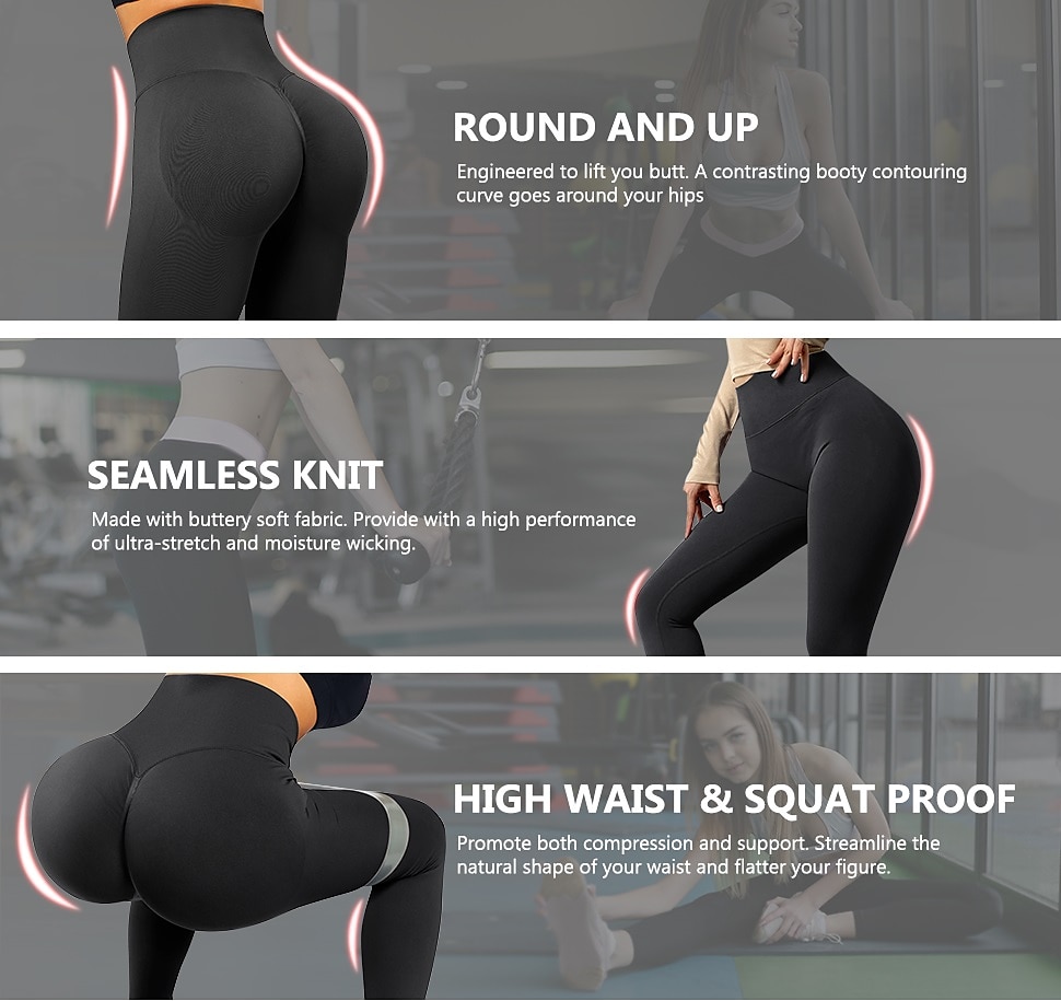 Fitness High Waist Legging Tummy Control Seamless Energy Gymwear Workout  Running Activewear Pant Hip Liftingleggings size XL Color BK