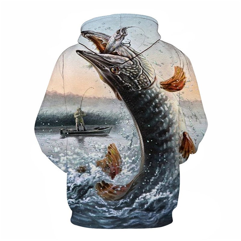 Homme Graphique Poisson Sweat à capuche Sweats à capuche Sweatshirt Streetwear Occasionnel manche longue À capuche Occasionnel Quotidien Bleu Marron Gris Clair Gris Imprimé Printemps & Automne de 2026 ? $30.99 –P6