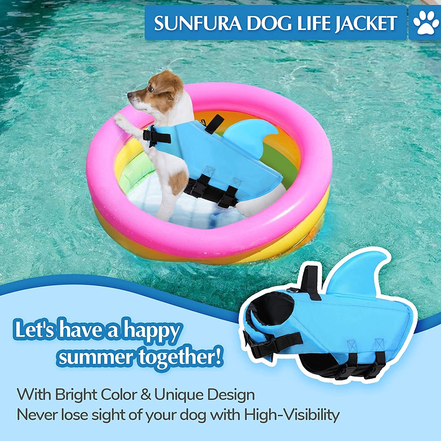 Pet Life Jacket, Dog Swimsuit with Shark Fin, Swimming Float Saver with Superior Buoyancy and Rescue Handle for Small Medium Large Dogs 2025 - $30.99 –P3