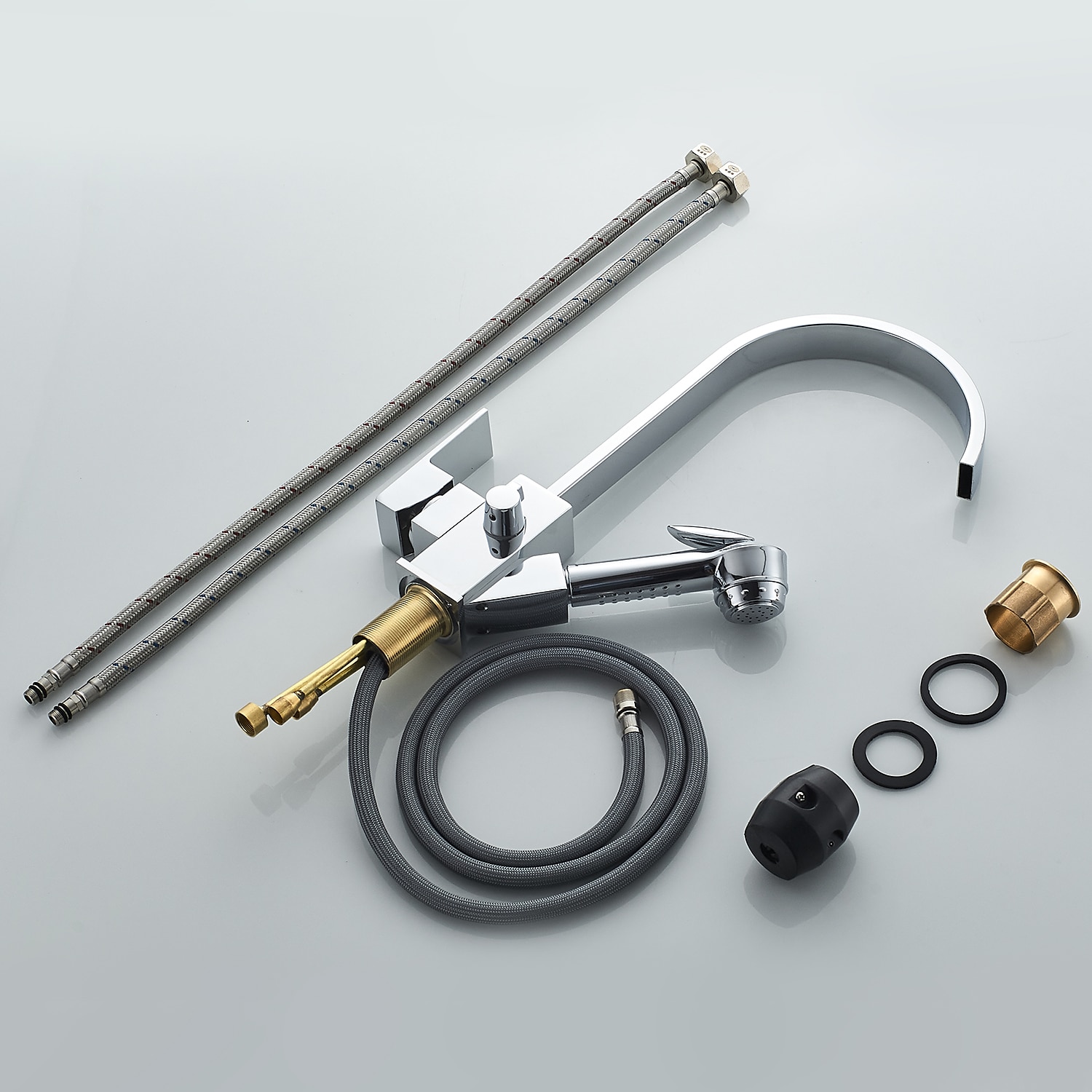 rubinetto cucina - monocomando due fori estraibile galvanizzato /&amp;timido;pull-down / beccuccio standard / alto /&amp;shy;high arc centerset rubinetti da cucina contemporanei del 2025 a $121.99 –P8