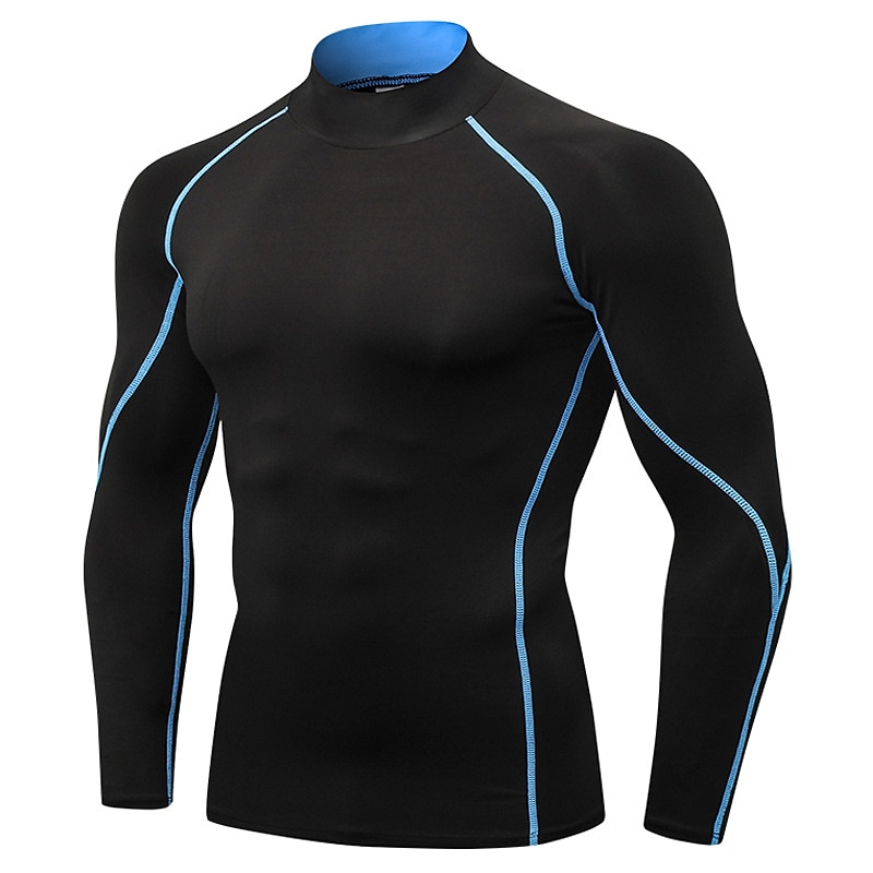 Men's Compression Shirt Running Shirt Long Sleeve Base Layer Summer Breathable Quick Dry Moisture Wicking Power Flex Fitness Gym Workout Running Sportswear Activewear Dark Grey Black White 2025 - $16.49 –P18