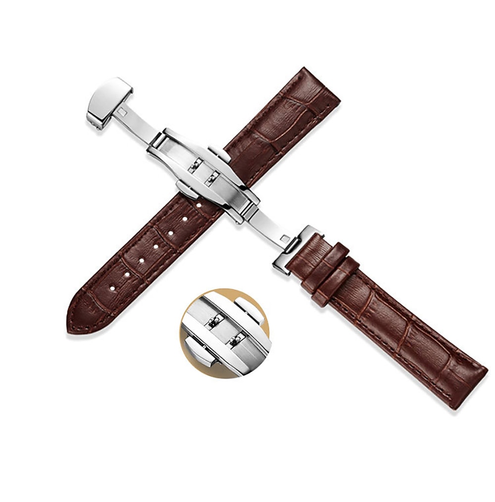Curea de ceas din piele naturală curea de schimb din piele de vițel cu granule de aligator Brățară cu cataramă din oțel inoxidabil pentru bărbați și femei-14mm 16mm 18mm 19mm 20mm 21mm 22mm 2025 - $12.99 –P3