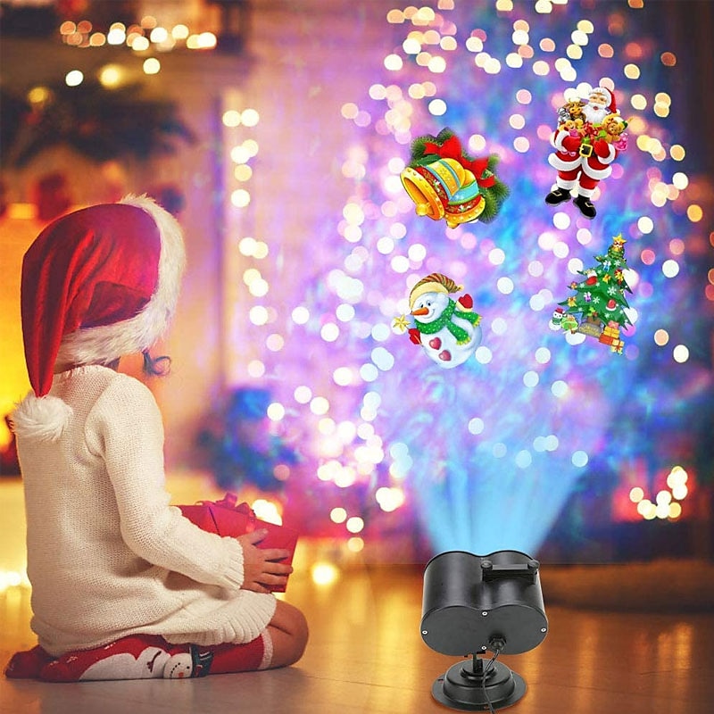 Projecteur à LED de noël Lumière de projecteur à vague d'eau 2 en 1 avec 16 motifs commutables Spectacle de lumière de paysage étanche pour la célébration d'anniversaire d'halloween et décoration de de 2025 ? $55.99 –P2