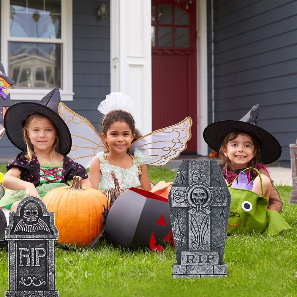 5ks halloweenských náhrobních dekorací realistické a opakovaně použitelné strašidelné dekorace na dvorek a doplňky 2025 - $12.49 –P5