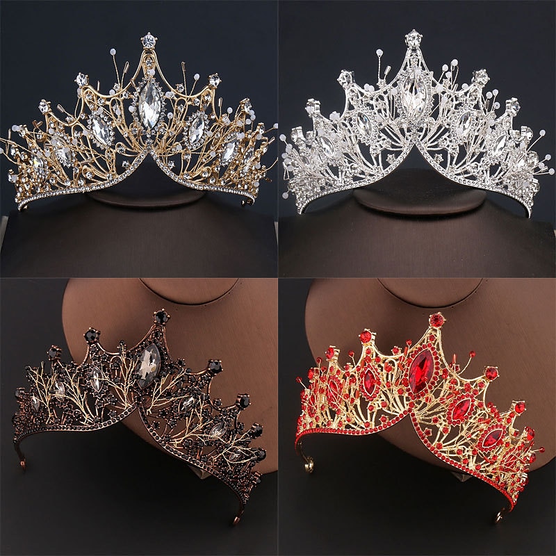 Strasslegierung große Krone handgefertigte Accessoires atmosphärisches Styling Haarschmuck goldene Kleidkrone 2025 - $17.99 –P8