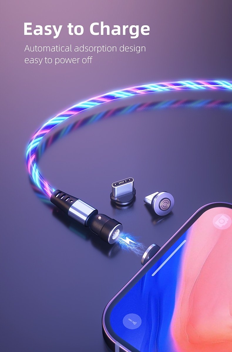 Универсальный зарядный кабель 3,3 фута 6,6 футов USB A на Lightning/микро/USB C 3 A Кабель для зарядки Быстрая зарядка 3 в 1 Магнитный Вращение на 540° Назначение Samsung Xiaomi Huawei 2025 - $18.99 –P5