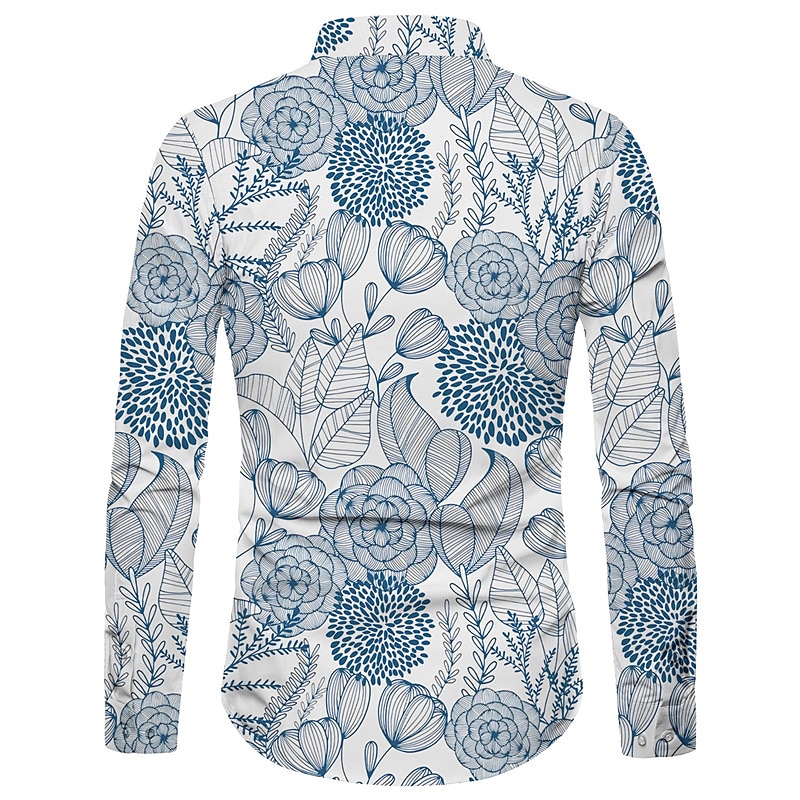 Men's Floral Shirt Button Up Shirt Long Sleeve Fashion Designer Casual Outdoor Vacation Daily Fall Collar 3D Print Button-Down Black Blue Brown 2025 - $24.99 –P2