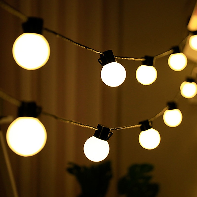 Ulkona käytettävät lomavalot aurinko 5 cm iso pallo valoketju 5m-20LED 3.5m-10LED keijulamppuvalot patio häät puutarhan lomakoristelu 2026 - $19.99 –P6