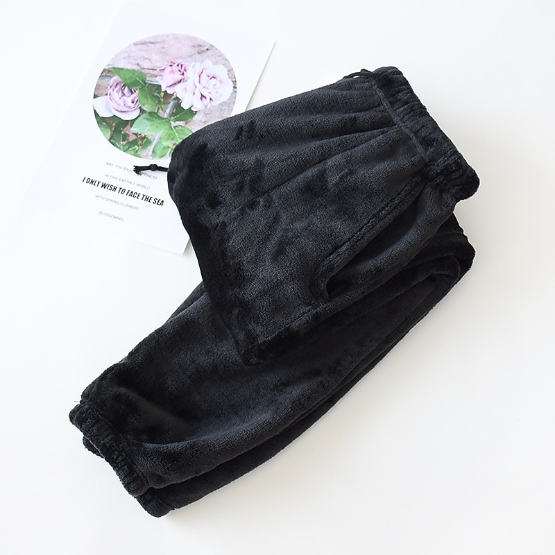 Herr Vardagsklädsel Pyjamasbyxor i flanell Sovkläder Lounge Byxor Ren färg Mode Enkel Hem Säng Polyester Byxa Elastisk midja Vinter Höst Svart Blå 2025 - $20.99 –P7