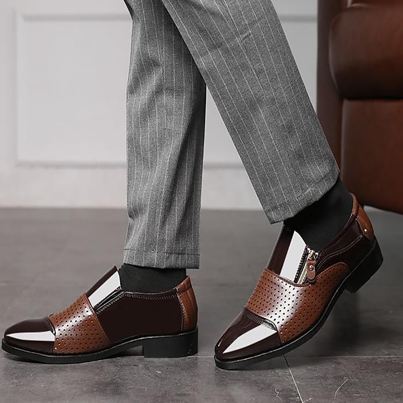 scarpe formali da uomo in vernice nera con cerniera laterale – design elegante e alla moda per matrimoni, feste e abbigliamento da lavoro del 2025 a $42.99 –P4