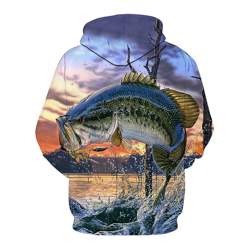 Homme Graphique Poisson Sweat à capuche Sweats à capuche Sweatshirt Streetwear Occasionnel manche longue À capuche Occasionnel Quotidien Bleu Marron Gris Clair Gris Imprimé Printemps & Automne de 2026 ? $30.99 –P2