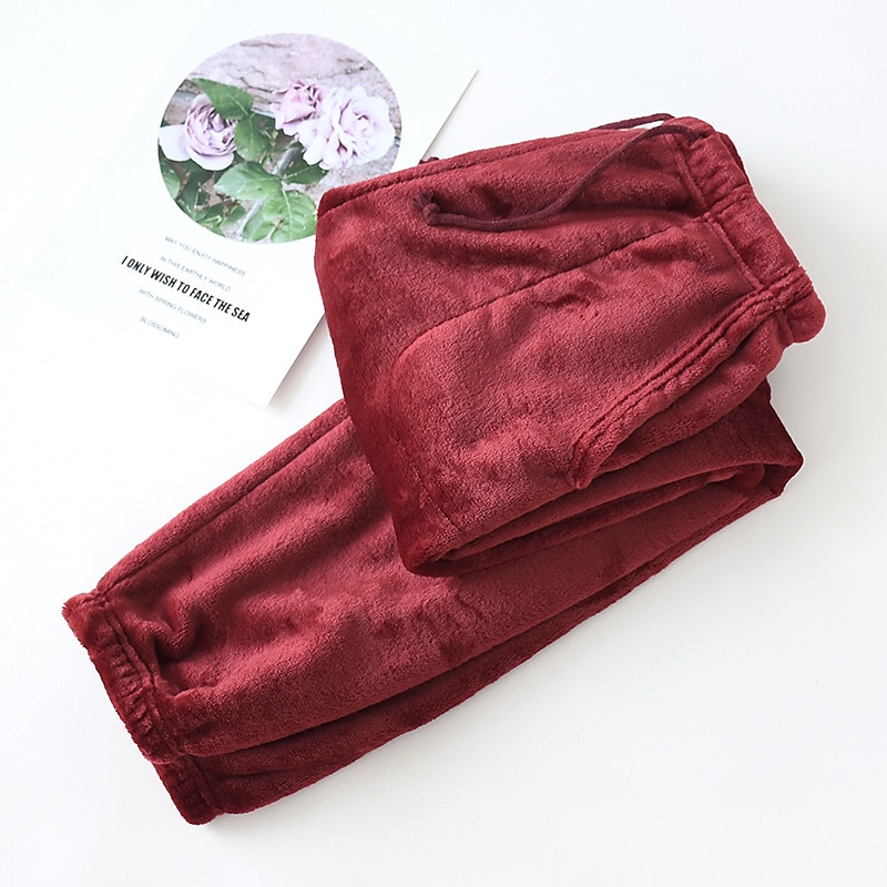 Herr Vardagsklädsel Pyjamasbyxor i flanell Sovkläder Lounge Byxor Ren färg Mode Enkel Hem Säng Polyester Byxa Elastisk midja Vinter Höst Svart Blå 2025 - $20.99 –P5