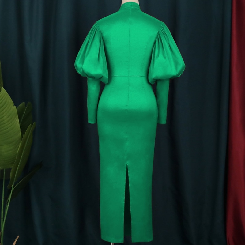 Women's Formal Party Dress New Year's Eve Dress Wedding Guest Dress Sheath Dress Emerald Green Dress Long Dress Maxi Dress Blue Red Long Sleeve Split Fall Autumn 2023 - AED 229 –P2