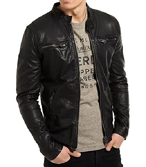 2025年 男性用 レザージャケット トランジションジャケット ジャケット バイカージャケット 日常 仕事に着る 保温 防雨 秋 純色 スタンド レギュラー ブラック ブラウン ジャケット コレクション – $41.99 –P1