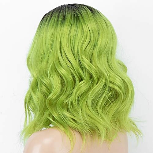perruque synthétique ondulée verte 2 tons ombre bob perruque avec une raie au milieu courte perruque synthétique pour les femmes perruques de fête de noël perruques de jour de st.patrick de 2025 ? $7.99 –P5