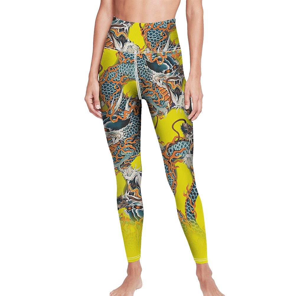 Damskie Spodnie do jogi Podnoszenie pośladków Wyszczuplenie brzucha Wysoka talia Trening w siłowni Bieganie Zdatność Legginsy 3/4 Graficzny Żółty Jesień Sport Odzież sportowa Wysoka elastyczność 2026 - $12.99 –P2