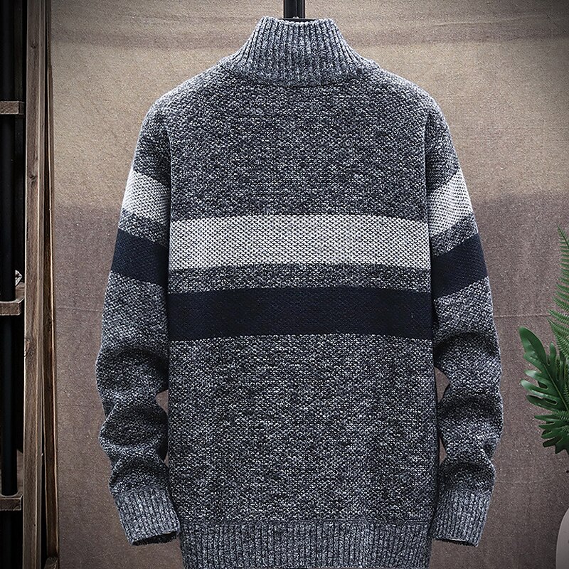 Per uomo Felpa Cardigan Maglione con zip Giacca maglione Maglione in pile Maglia Lavorato a maglia Color Block Colletto alla coreana Moda Esterno Interni Abbigliamento Inverno Autunno Blu Grigio scuro del 2025 a $25.99 –P8
