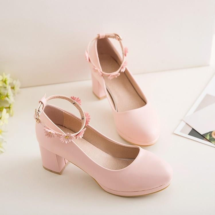 Girls' White Block Heel Dress Shoes with Daisy Flower Ankle Strap - Cute Formal Mary Jane Pumps for Special Occasions 2025 - $42.99 –P8