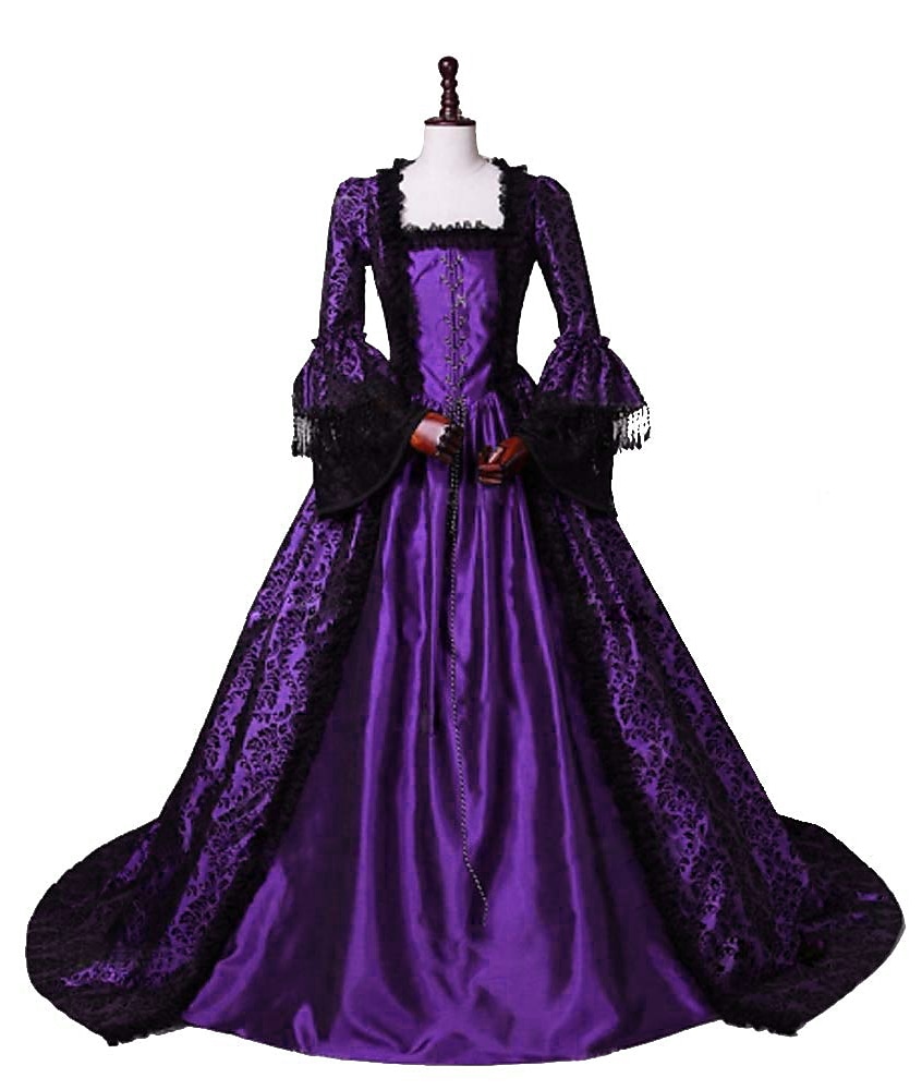 Dress Floral Style Rococo Victorian Floor Length Dress Party Costume Masquerade Flare Cuff Sleeve Princess Toile Ball Gown Square Neck Fancy Dress Women's Halloween Christmas Party / Evening Adults 2026 - $123.99 –P4