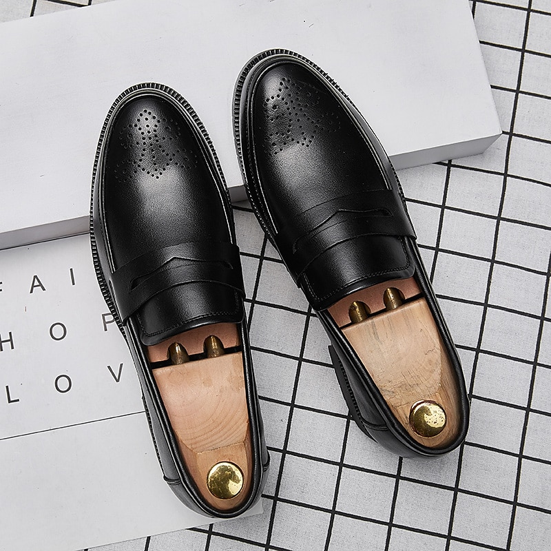 herrekjole penny loafers & slip-ons pluss størrelse vintage business casual fest & kveld loafers svart brun høst vinter 2025 - $64.99 –P17