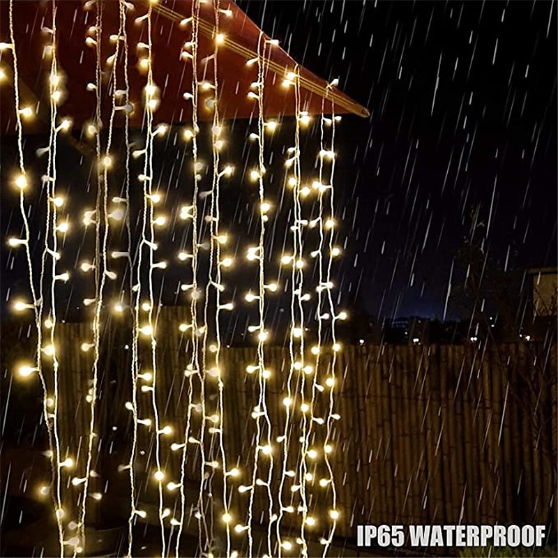 Curtain String Lights 3x1M 3x2M 3Mx3M Curtain Lights 24V Low Voltage Remote Control Solar Power Plug-in Dual Purpose String Light  Thanksgiving Christmas Outdoor Party Garden Decoration Fairy Lights Gypsophila   1 set 2025 - $52.99 –P5