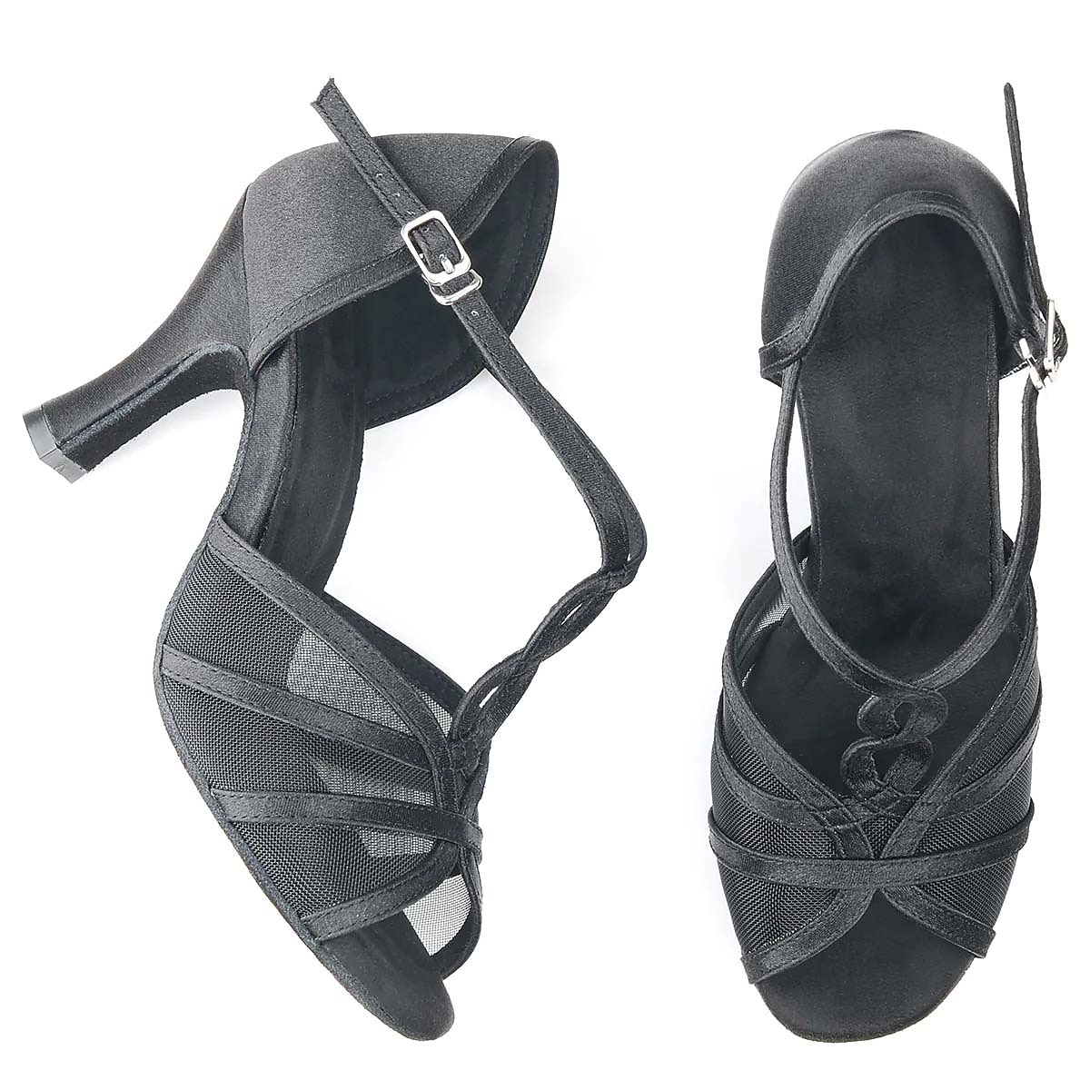 2026年 バックル留めのレディース ブラック ストラップ メッシュ ダンス ヒール - 社交ダンス、ラテンダンス、特別なイベントに最適なエレガントなオープントゥ シューズ  コレクション – $46.99 –P3