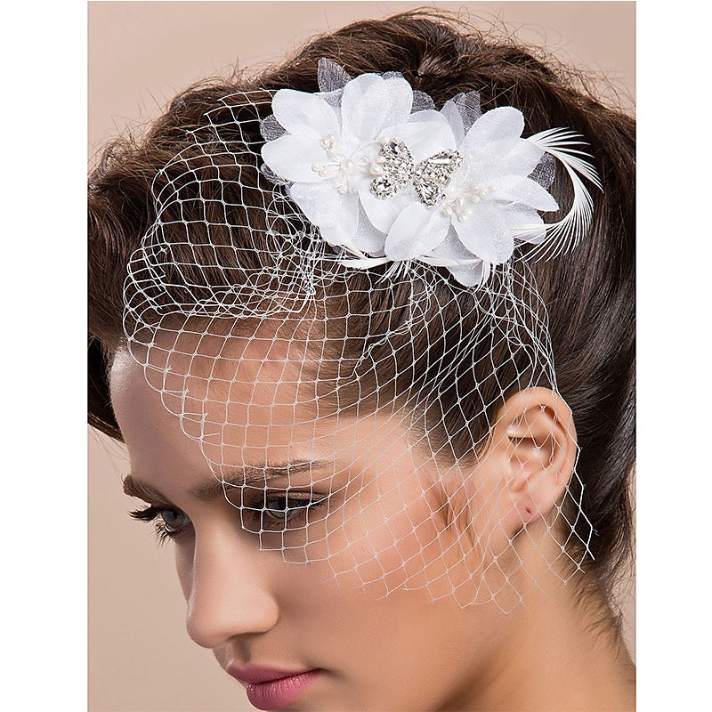 Net Blusher Veils / Wedding Fascinators / Headwear with Floral 1pc Special Occasion / Party / Evening / Party / Cocktail Headpiece 2024 - $7.99 –P2