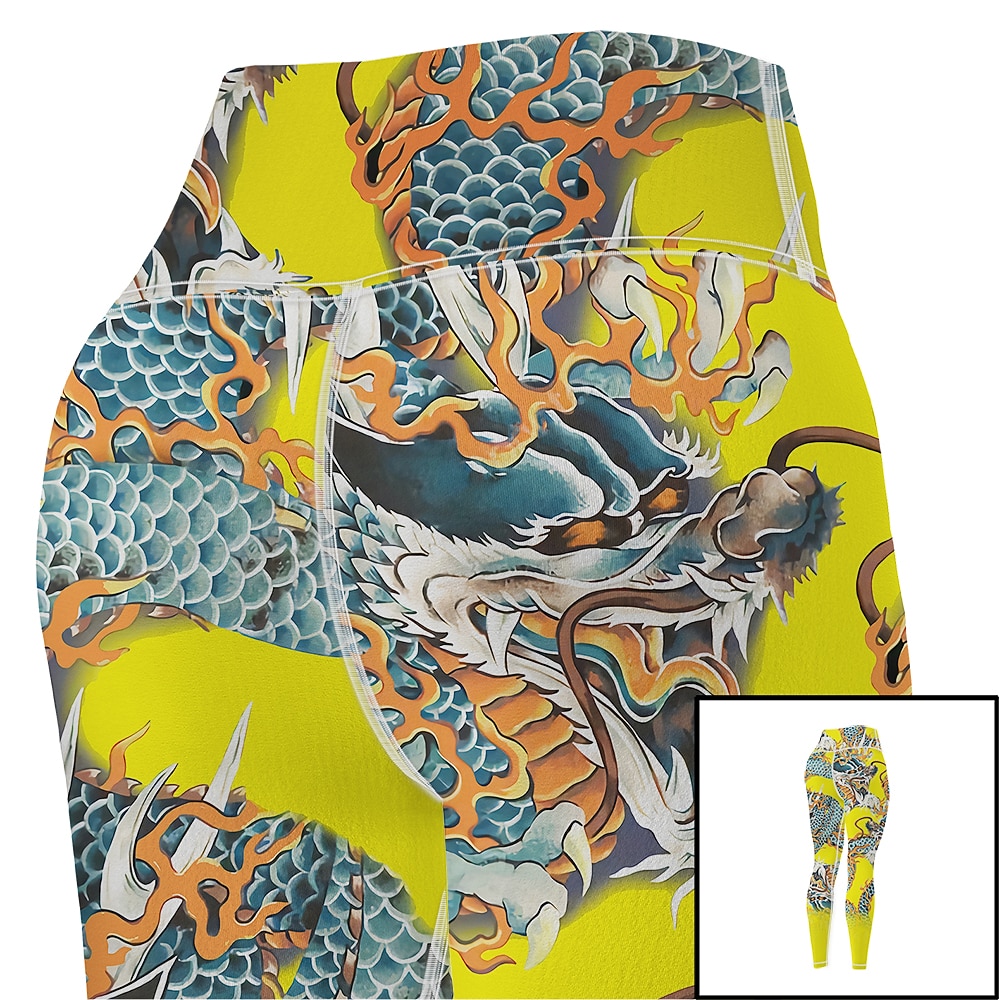 Damskie Spodnie do jogi Podnoszenie pośladków Wyszczuplenie brzucha Wysoka talia Trening w siłowni Bieganie Zdatność Legginsy 3/4 Graficzny Żółty Jesień Sport Odzież sportowa Wysoka elastyczność 2026 - $12.99 –P9