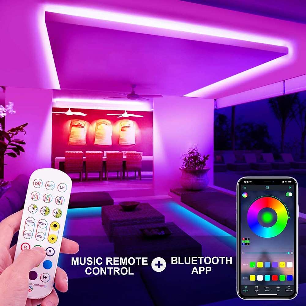RGB Waterproof Smart Neon Rope Light Kit, Silicone LED Strip Lights 3M, 5M, or 2x5M Bluetooth App Control, Dimmable, Music Sync, Multi-Color, DIY Cuttable 2025 - $59.99 –P4