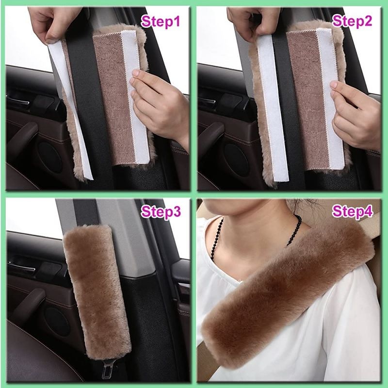2 Pack Imitation Sheepskin Seat Belt Pads, Soft Shoulder and Neck Cushion, Imitation Wool, Car Interior Accessory 2025 - $17.99 –P5