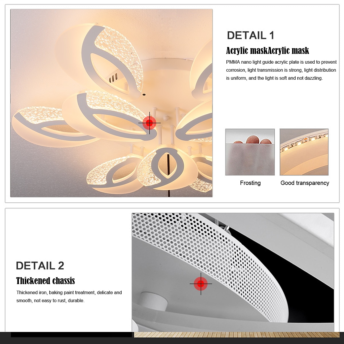 2026年 バブルアクリル　モダン　調光可能　シーリングライト　led　フラッシュマウント　孔雀尾　led　天井　ランプリモコン付き　リビングルーム　寝室　ダイニングルーム　ac110v220v　フラワーデザイン  コレクション – $170.99 –P5