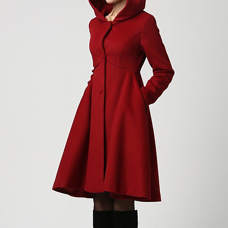 manteau rouge capuche femme