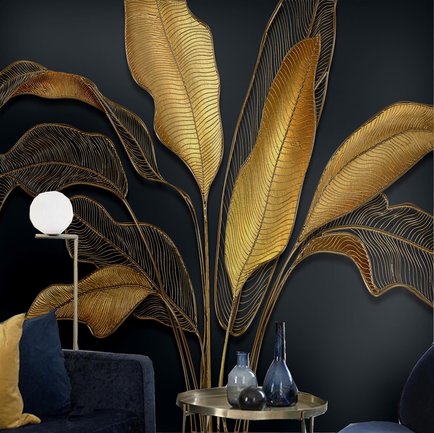 cool wallpapers prachtige natuur behang muurschildering muursticker zelfklevend oogverblindend gouden pvc/vinyl geschikt voor woonkamer slaapkamer restaurant hotel wanddecoratie kunst home decor 2025 - $47.99 -P3