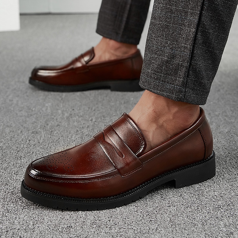 herrekjole penny loafers & slip-ons pluss størrelse vintage business casual fest & kveld loafers svart brun høst vinter 2025 - $64.99 –P4
