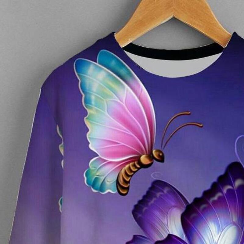 Mädchen 3D Schmetterling T-Shirt Langarm 3D-Druck Herbst Aktiv kinderkleidung 4-12 Jahre Regular Fit 2025 - $13.99 -P9