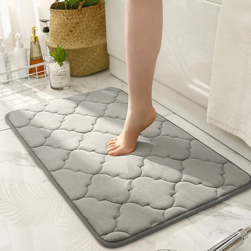 Cobblestone Embossed Floor Mat Extremely Soft Door Mat with Rubber Back Non-Slip Bath Mat in Sink Bath Side Shower Carpets Absorbent Bath Mat Memory Foam Pad for Bathroom Kitchen Home 50x80CM
