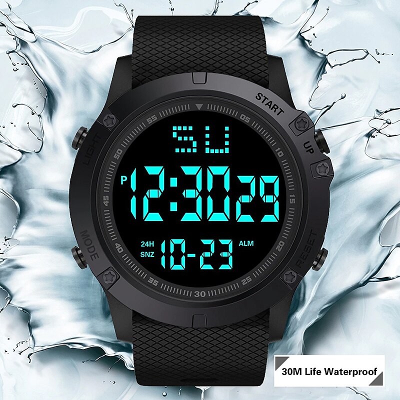 Men Digital Watch Multifunction Military Outdoor Sports Wristwatch Luminous LED Digital Watch Big Dial Waterproof Rubber Strap Electronic Watch For Student Kids 2025 - $13.99 –P9