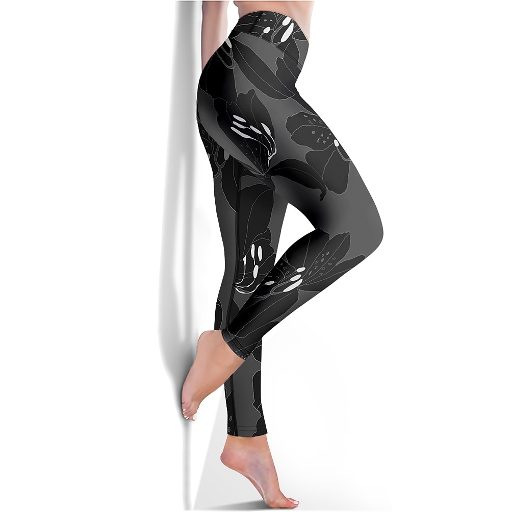 Dámské Legíny Sports Gym Leggings Kalhoty na jógu Spandex Černá Oříznuté legíny Květiny Zaštíhlující Butt Lift Oblečení Oblečení Jóga Zdatnost Cvičení v tělocvičně Běh / Vysoká pružnost / Sportovní 2026 - $18.99 –P1