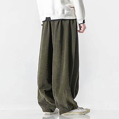 Men's Corduroy Pants Trousers Baggy Pants Pocket Drawstring Elastic Waist Solid Color Comfort Warm Full Length Daily Fashion Casual Loose Fit Navy ArmyGreen 2025 - $42.99 –P3