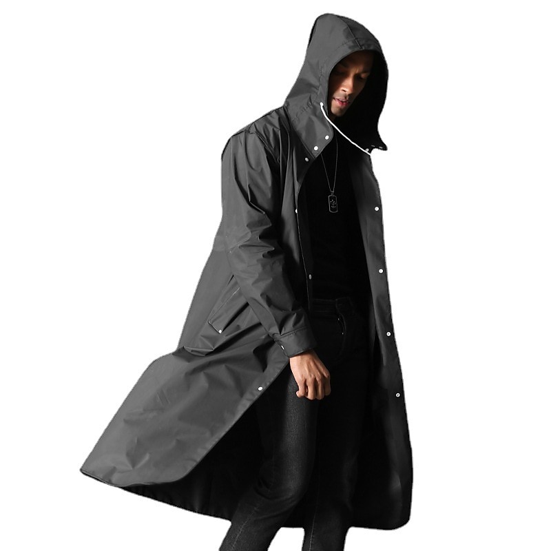 Herr Mantel / kappor Regnrock Utomhus Vår Höst Lång Täcka Lös passning Vattentät Regnsäker Sport Sportig Jacka Långärmad Slät Ficka Svart 2025 - $28.99 –P3