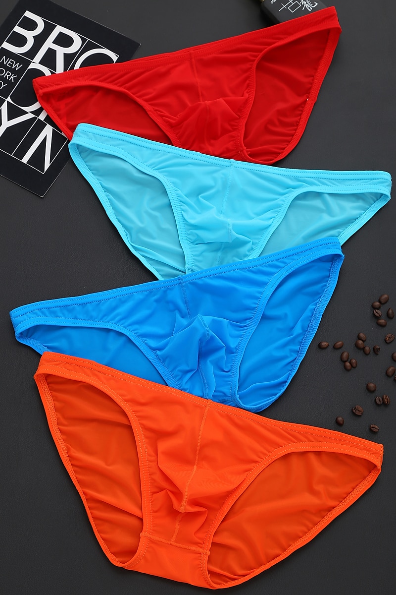 Men's 1pack Basic Panties Briefs Basic Nylon Pure Color Low Waist Light Blue Black 2025 - $7.99 –P4