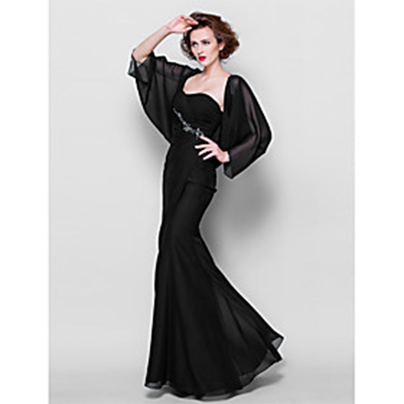 Sjalar Kvinno Wrap Bolero Skaka Kappor  Jackor Elegant Solskydd 3/4 Lång Ärm Chiffon Bröllops Gäst Wraps Med Ren Färg För Bröllop Vår klä dig för att imponera 2025 - $29.99 –P2