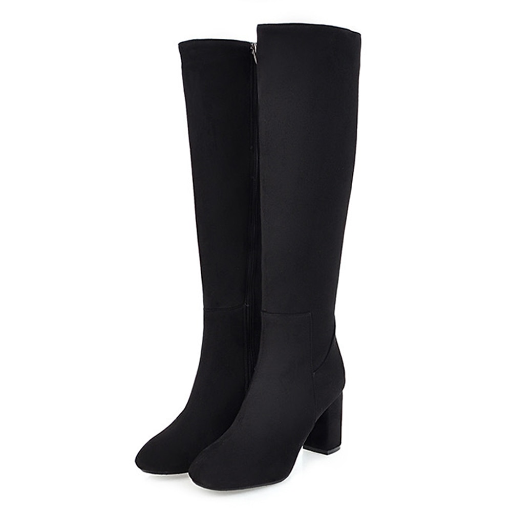 botas femininas azul marinho até o joelho com salto bloco - elegantes e versáteis para a moda de inverno, perfeitas para uso diário e ocasiões especiais de 2025 por $59.99 –P4