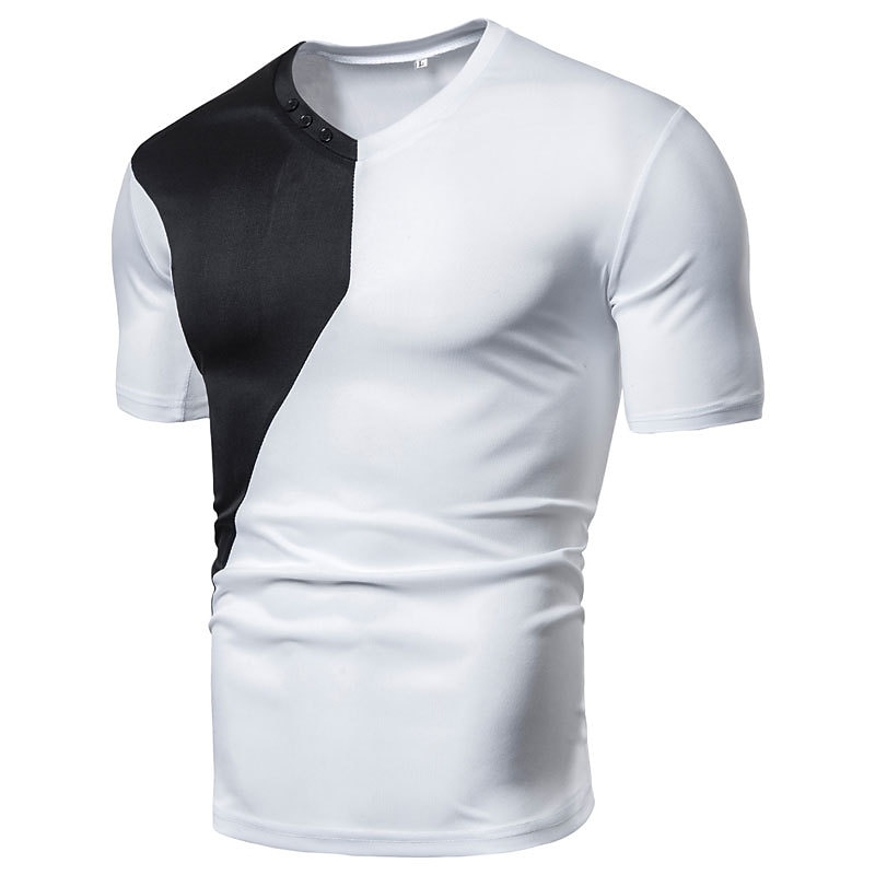 Herren T Shirt Kurzarm Rundhalsausschnitt Sommer Farbblock Mode Klassisch Bequem Straße Lässig Sport Schwarz Weiß Rote Top T-Shirt für Herren 2025 - $11.49 –P4