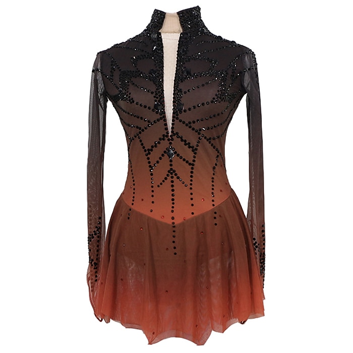 Платье для фигурного катания Жен. Девочки Катание на коньках Платья Инвентарь Черный / красный Черный / зеленый Черный / синий Пэчворк Асимметричный шов Сетка Спандекс Эластичность Соревнование 2026 - $168.99 –P1