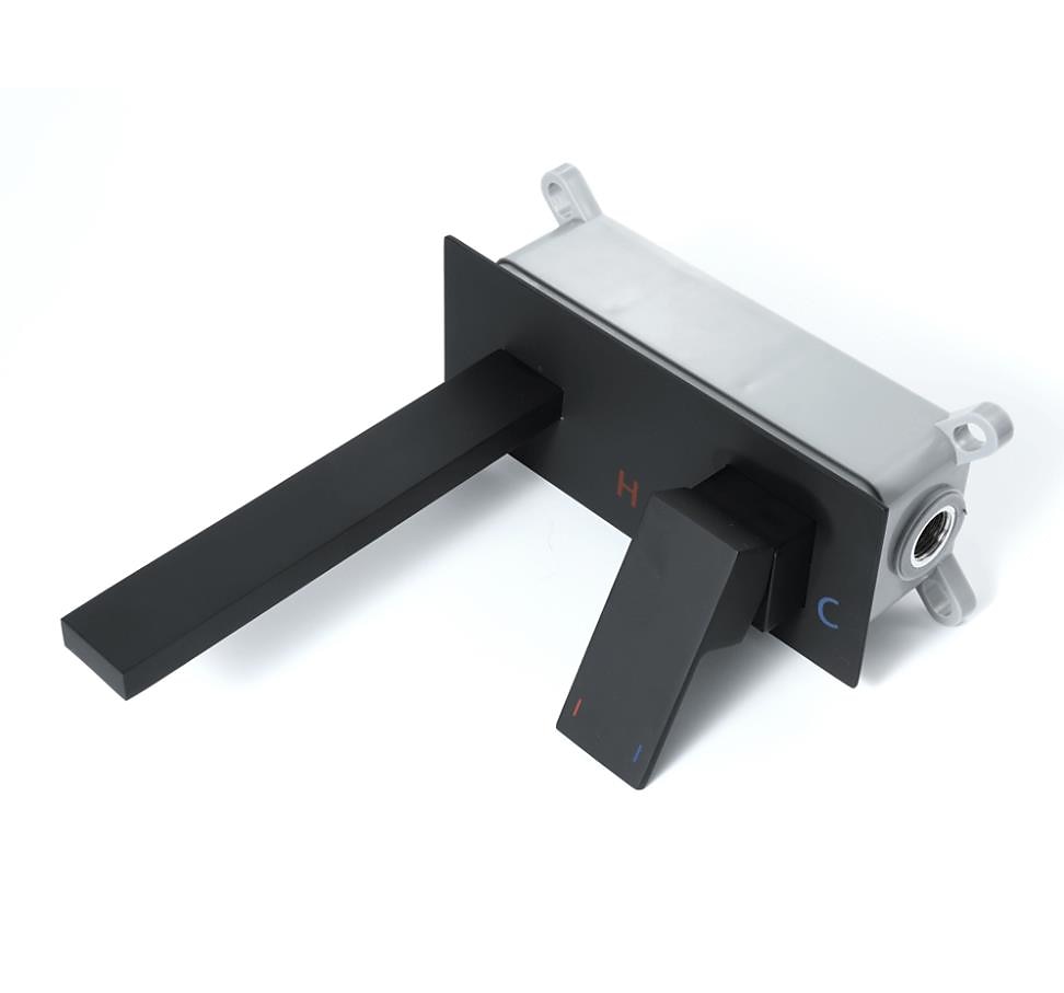 Brass Wall Mount Bathroom Sink Faucet,Black Single Handle One Hole Bath Taps with Hot and Cold Switch 2025 - $153.99 –P6