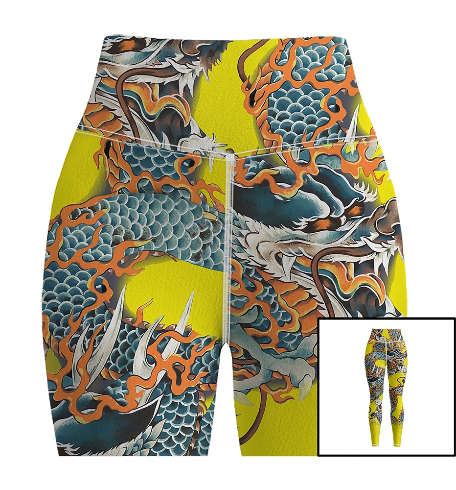 Damskie Spodnie do jogi Podnoszenie pośladków Wyszczuplenie brzucha Wysoka talia Trening w siłowni Bieganie Zdatność Legginsy 3/4 Graficzny Żółty Jesień Sport Odzież sportowa Wysoka elastyczność 2026 - $12.99 –P7